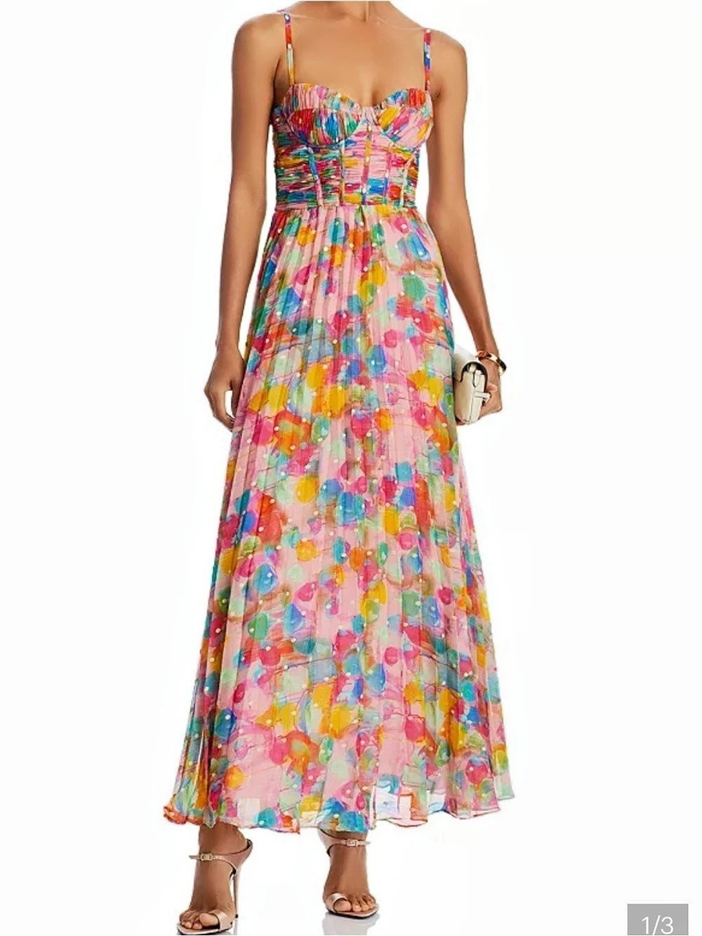 Aqua x Kerri Rosenthal Pleated Corset Gown Pink & Multicolor Medium